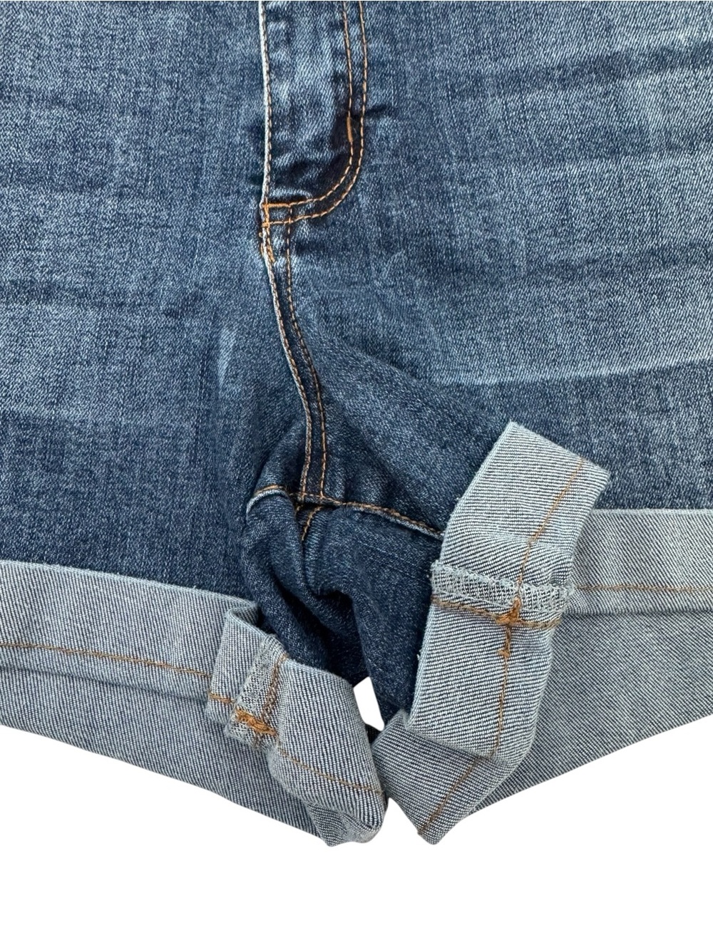One 5 One Distressed Cuffed High Rise 12" Stretch Denim Jean Shorts Size 16 - Picture 7 of 14